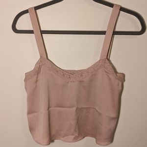 Urban Outfitters pink lace trimmed cropped tank